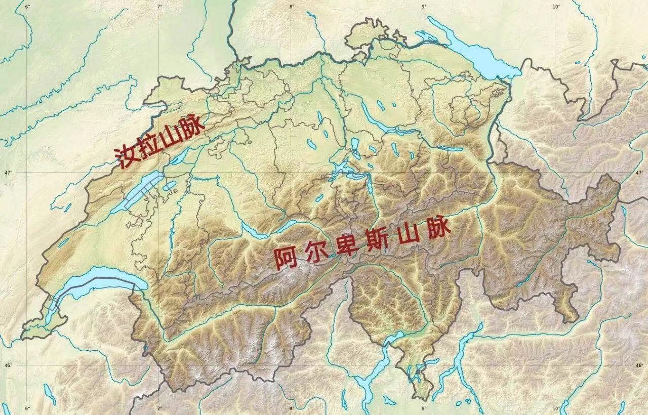 内蒙古北部差不多,全境以高原和山地为主,阿尔卑斯山脉与汝拉山脉占了