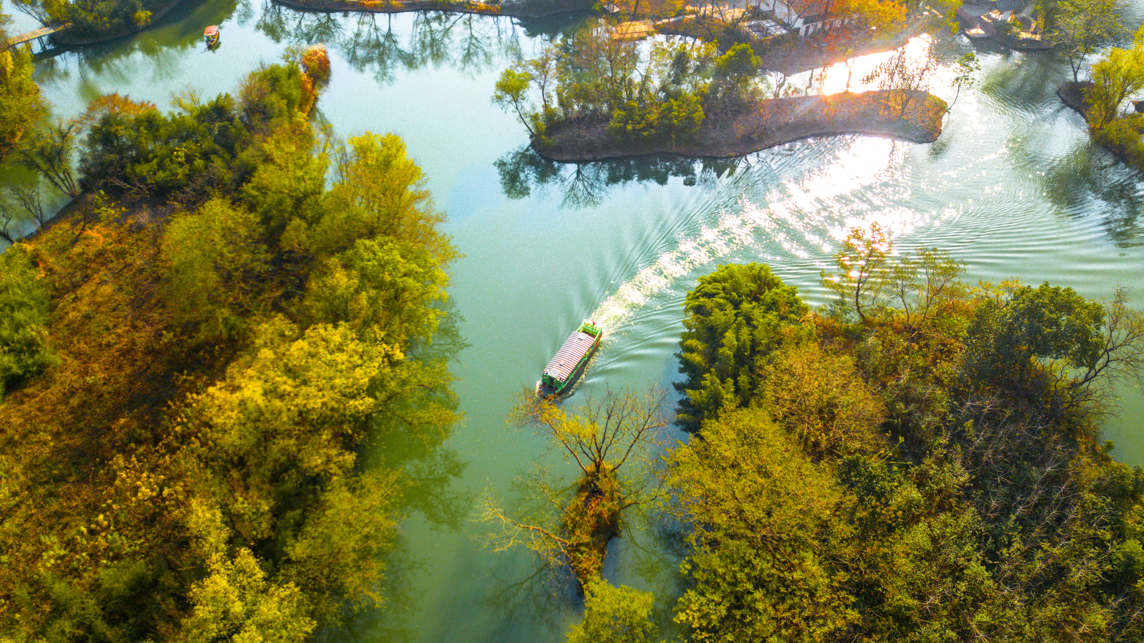 【杭州】西溪湿地航拍,水泊中十里芳菲村落,悠然的大隐于市之地_杭州
