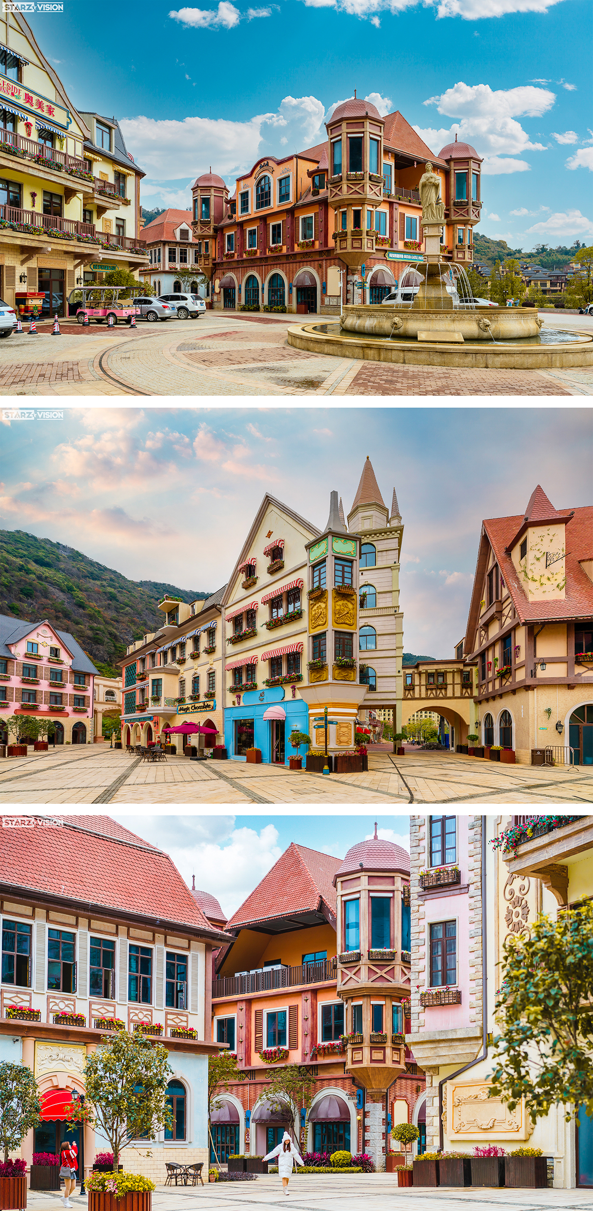 与巧克力乐园相邻的「茶与巧克力小镇」,小镇融入了英伦建筑风格,身处