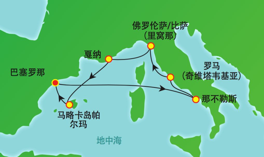 地中海航线诸港图图片