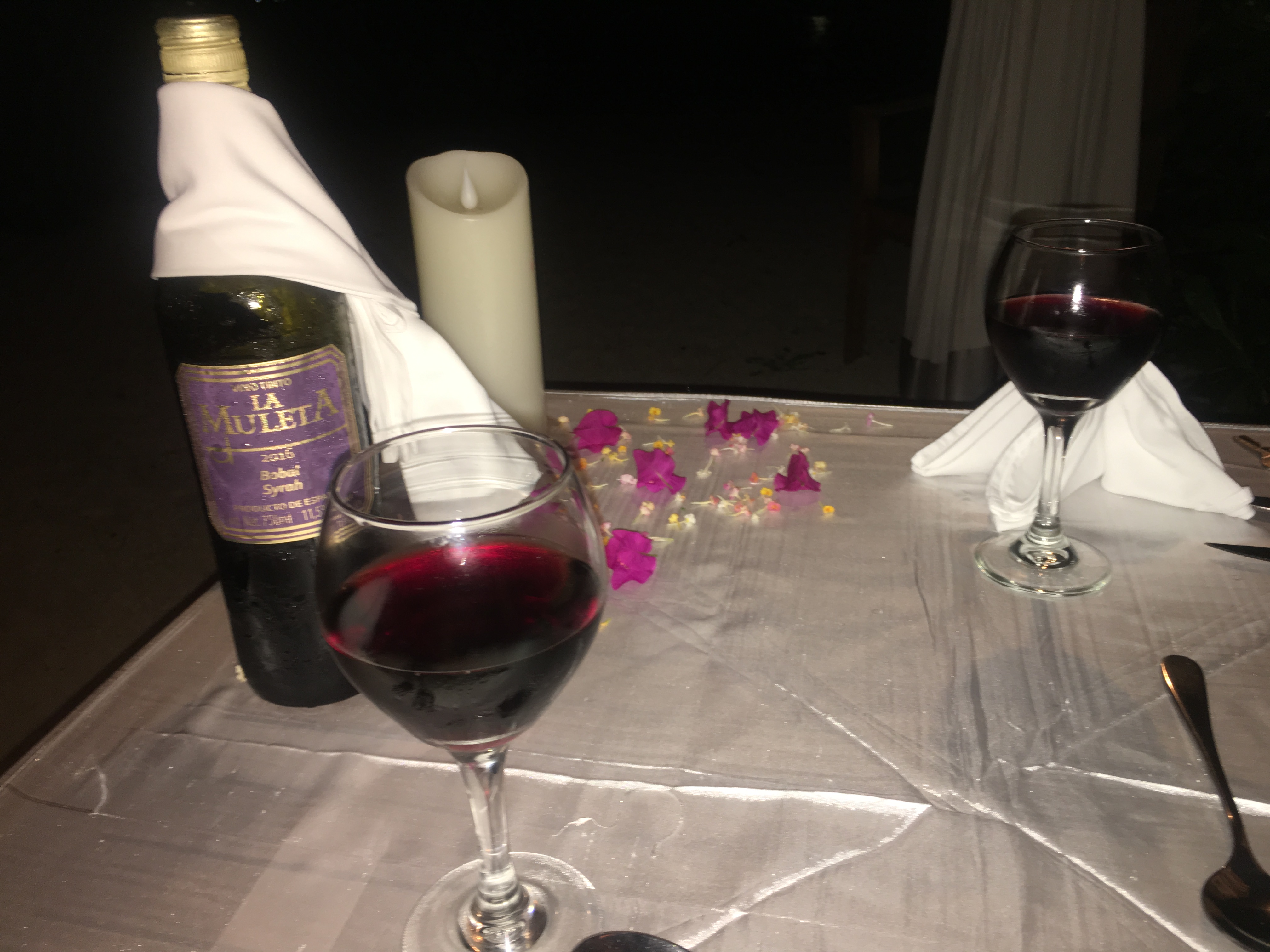 别错过了唯一能吃上羊肉的机会烛光晚餐软饮收费,红酒是免费的,所以就