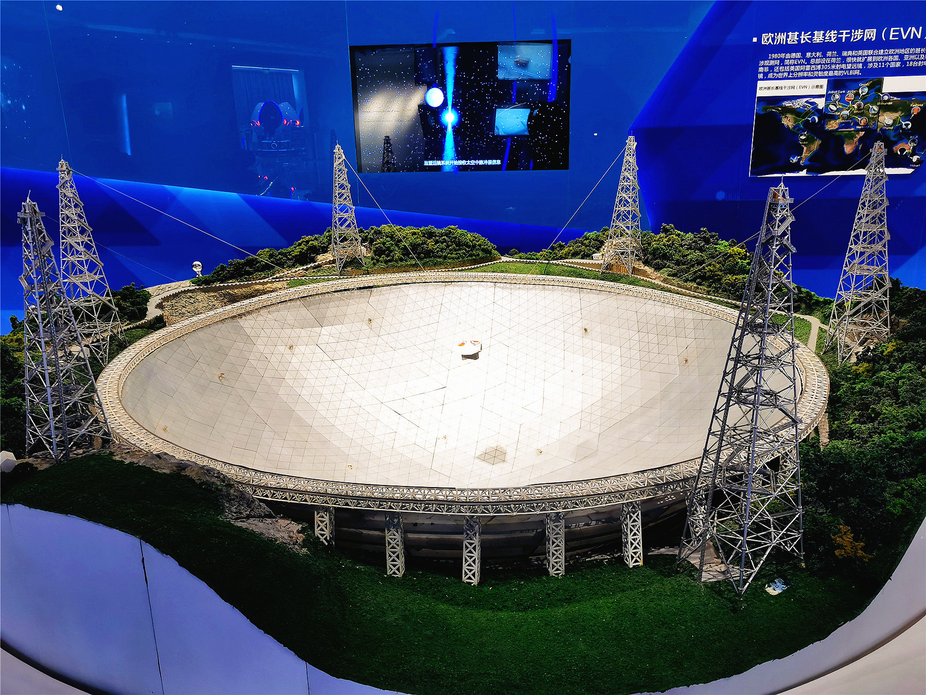 展厅里展出的中国天眼实体模型.