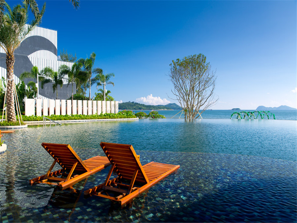 惠州双月湾海滨温泉2日游住高档型酒店华美达度假酒店打开美人鱼2取景