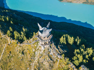 喀纳斯,喀纳斯观鱼亭,旅游**商,户外,夏天,著名景点,建筑,自然,图像,高视角 景点模块